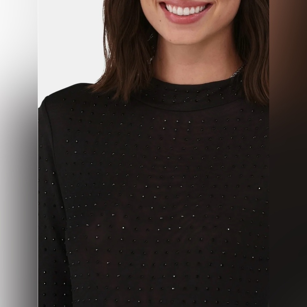 No Boundaries Mesh Studded Black Long Sleeve Bodysuit - Picture 5 of 13